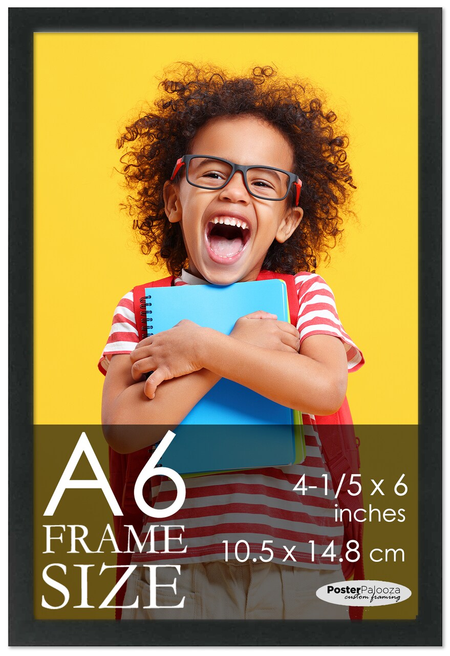 A6 Frame Black Modern Minimalist 4.25x6 Frame - Wood A6 Picture Frame, UV Acrylic